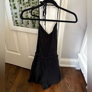 Hollister Black Halter Adjustable Cotton Romper